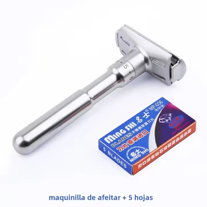 Afeitadora De Seguridad Ajustable Para Hombres Doble Lámina Corte Suave Para Rostro Y Cuerpo Eliminación De Vello Bajo 1-6 - 1