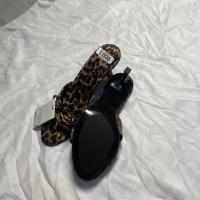 2025 ZA Verano Nuevo Leopardo Lazo Boca de Pez Sandalias de tacón alto con puntera agujereada Sandalias exteriores de una correa - details 2