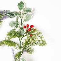 Guirnalda De Navidad Artificial De 180 Cm Con Hojas De Pino Falsas Y Bayas Rojas Decoración Para Casa Y Fiestas De Año Nuevo Planta Artificial De Vínculo Verde - details 6