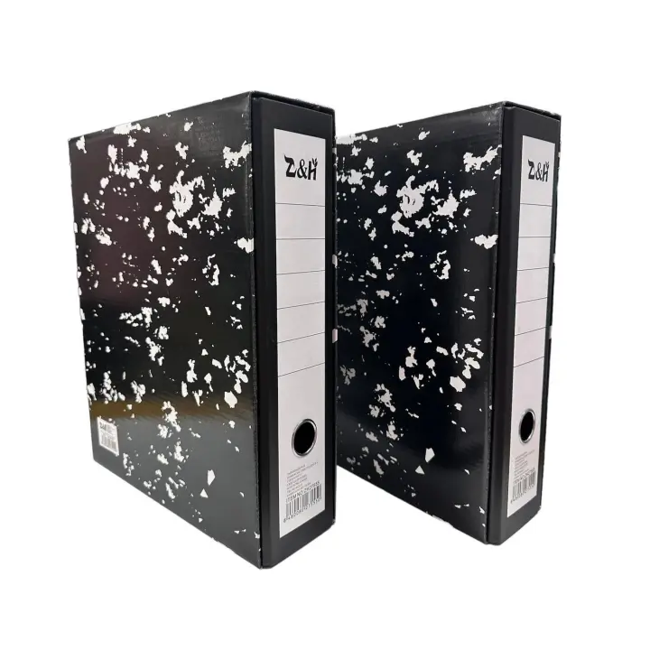 Pack 4 Archivador A-Z con Caja, Archivador A-Z + Caja Color Negro Jaspeado, Tamaño Folio 340 x 285 x 75 mm - 1