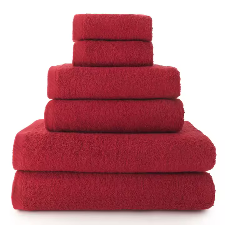 Set 6 Toallas piezas: 2 bidet + 2 manos + 2 baño color granate, El mejor textil hogar para tu casa Fijalo - 1