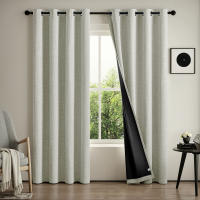 Cortinas De Blackout Total En Color Sólido Imitación Lino Para Decoración De Sala De Estar Y Dormitorio 1 Panel Moderno - details 1