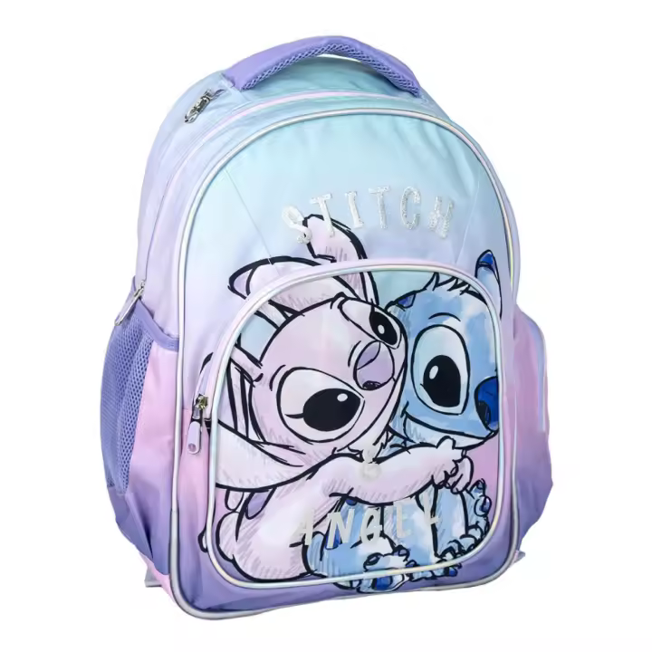 Mochila Escolar Grande Stitch y Angel Lila 79417 - 1