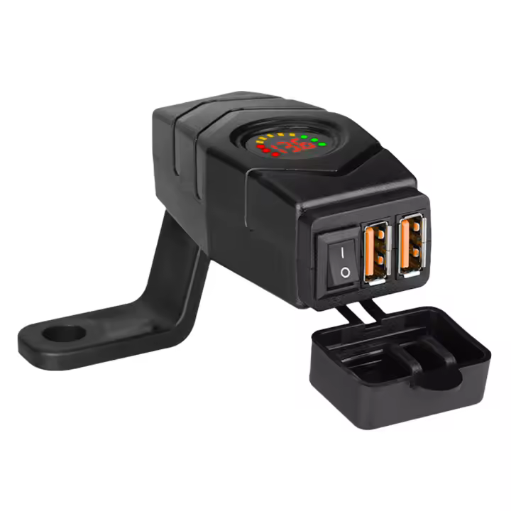 Adaptador De Carga Rápida 36W Con Interruptor Dual USB QC3.0 Para Manillar De Bicicleta Eléctrica Cubierta Impermeable 12V-24V Electrónica De Motocicleta - 1