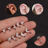 Pendientes De Titanio Puro 99% Color Plata Para Mujer Estilo Spiral Con Luna Y Estrellas Joyería Moda Metálica Geométrica - details 0