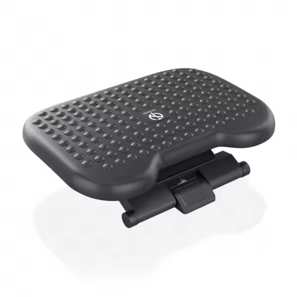 Aisens Reposapiés Ergonómico Ajustable - Altura E Inclinación Regulables - Plegable - Antideslizante - Material Hips Resistente - Negro - 1