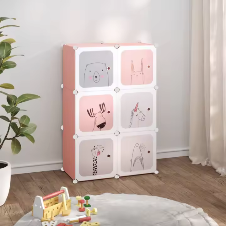 vidaXL Estantería infantil de cubos con 6 compartimentos rosa PP - 1