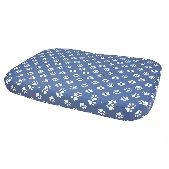 Colchón para Perros Grandes-90x65cm, Funda Azul, Estampado Huellas, Arquivet - 1
