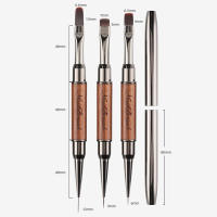 Cepillo De Uñas Doble Cabeza Con Mango De Sandalo Para Pintura Y Arte De Uñas Cepillo De Gel Y Liner Para Manicura - details 8