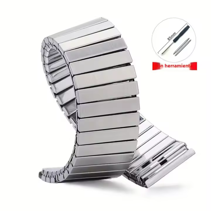 Correa De Reloj De Acero Inoxidable Con Cierre Elástico 16mm 18mm 20mm 22mm Para Xiaomi Huawei Samsung Galaxy Compatible Con Most Relojes De Pulsera Plana - 1