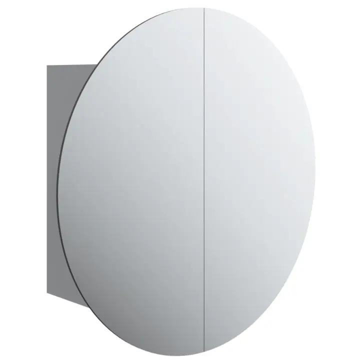 Armario de baño con Espejo Redondo y LED gris 47x47x17,5 cm - 1