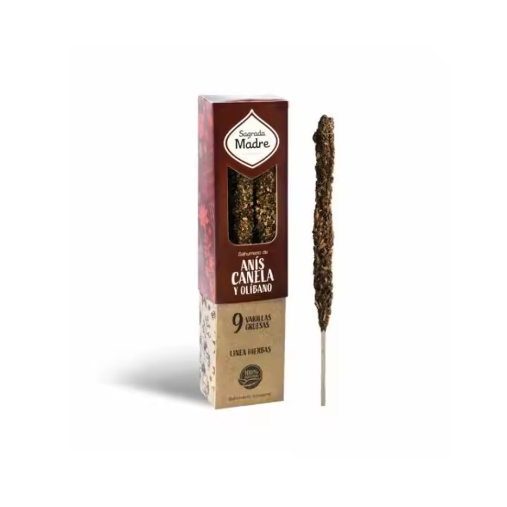 Incienso Sahumerio Sagrada Madre - Anís, Canela y Incienso Olibano 9 varillas gruesas - 1