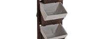 Versa - MUEBLE BAÑO 3 CESTAS MARRON OS  EN MADERA RATTAN Y ALGODÓN DE 35X35X102 CM - details 0