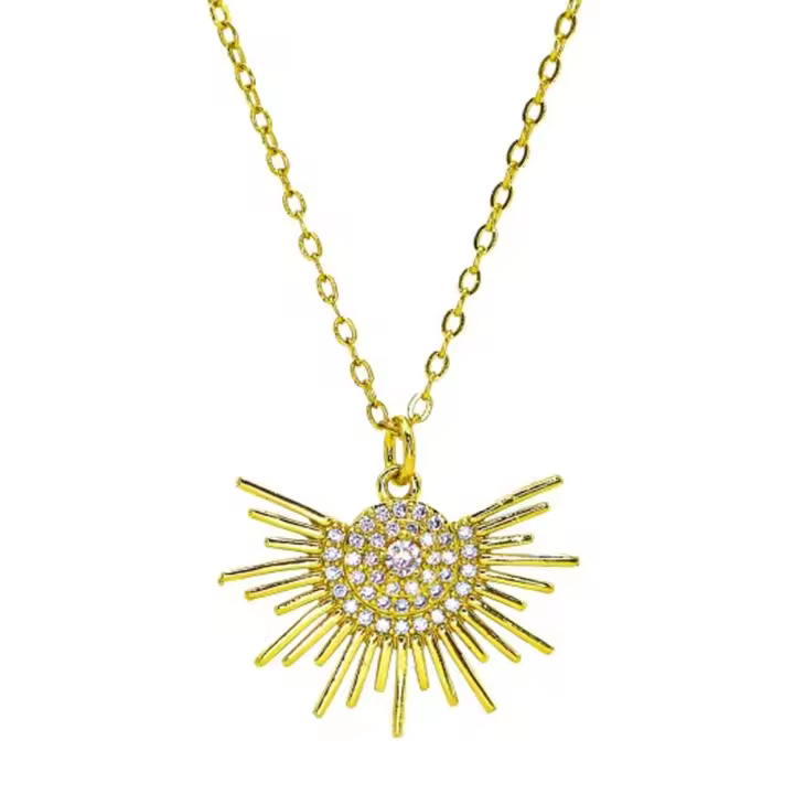 18K Chapado en Gold de Maple inoxidable Fund Sol Collar de joyas de regalo - 1
