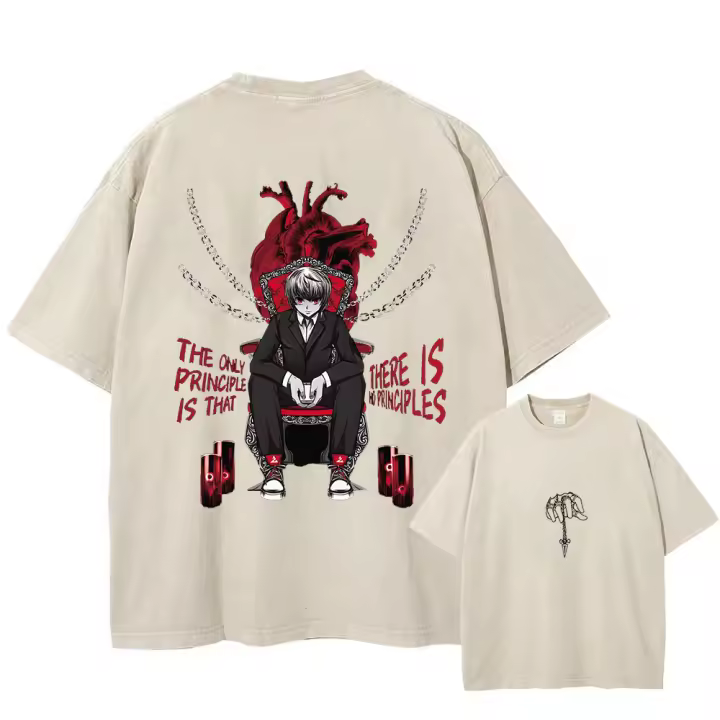 Camiseta Hip Hop Retro Lavada Streetwear Anime Hunter X Hunter Impresión 100% Algodón Unisex Camiseta Masculina Tops Tees Y2K - 1