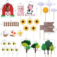 30 PCS Decoraciones De Tarta De Animal De Granja Para Cumpleaños Baby Shower Fiesta Temática De Granja Resina Cartoon Animal - details 1