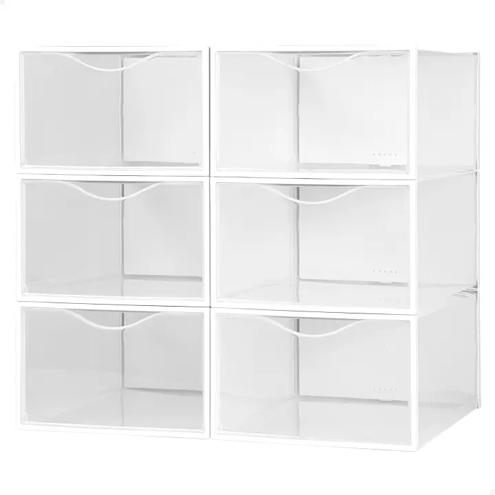 Max Home - Cajas de almacenamiento de zapatos apilables y antivuelco para hogar, Cajas de zapatos plástico, Juego de organizadores de almacenamiento, Caja zapatero plástico, Organizador de zapatos apilable, Caja de zapatos transparente - 1
