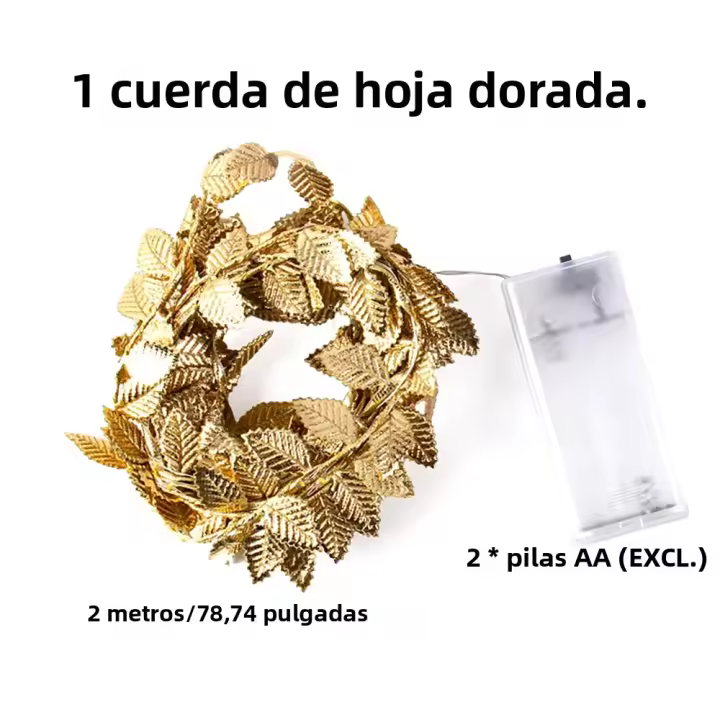 Luces De Cadena LED Hojas Doradas Para Decoración De Fiesta Y Bodas En El Salón Y Dormitorio Batería Operada Decoración De Año Nuevo Cumpleaños Navidad - 1