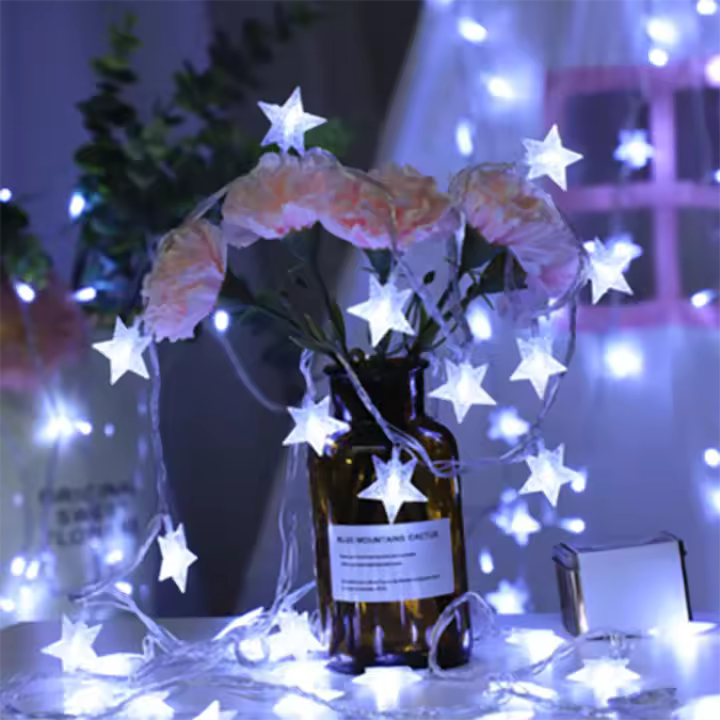 Luces De Estrella LED Para Navidad Y Bodas 1.5m/3m/6m/10m Caja De Batería Iluminación De Cortina De Aire Para El Hogar Y Fiestas - 1