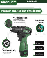 Taladro Eléctrico Inalámbrico PROSTORMER 17V 55NM Mini Taladro Sin Escobillas Con Batería De Litio Y 5 Piezas De Broca Para Bricolaje Y Madera - details 3