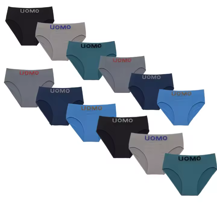 UOMO Slips Calzoncillos Licra para Hombre Invisible, Cómodos y Suaves, Sin Costuras Pack 12 o 6 Colores Lisos - Calzoncillos Bóxer o Slip para Hombre Comodidad Deportiva Transpirable - 1