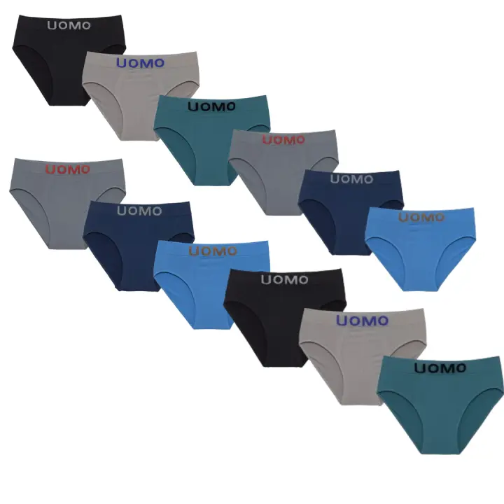 UOMO Slips Calzoncillos Licra para Hombre Invisible, Cómodos y Suaves, Sin Costuras Pack 12 o 6 Colores Lisos - Calzoncillos Bóxer o Slip para Hombre Comodidad Deportiva Transpirable - 1