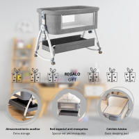 LUTODY - Cuna 3 en 1 convertible - Hasta 13 kg, Mecedora, Colecho, Altura ajustable, Inclinación, 4 ruedas, Bloqueo de seguridad, Colchón ergonómico incluido - details 2