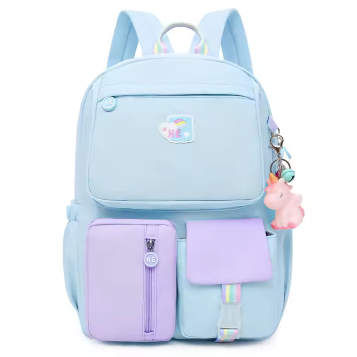 Mochipa Escolar para Niños Impermeable de Gran Capacidad (Azul with Morado Pequeño) - 1
