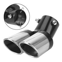 Decoración De Coche Tubo De Escape Cromado Universal Estilo De Automóvil Con Doble Salida Curva Acero Inoxidable Para Toyota Honda Nissan Y Más - details 1