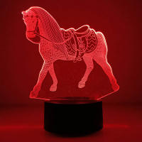 Lámpara De Noche LED 3D Ilusión Caballo Para Dormitorio Decoración De Luces De Navidad Regalos Para Niños Luz De Mesa Infantil - details 0