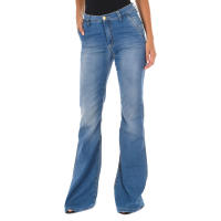 MET-Pantalon Tejano Largo efecto gastado con bajos acampanados 70DBF0273 para Mujer