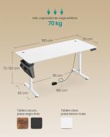 Escritorio Eléctrico Regulable en Altura con 4 Memorias, Bolsillo de Almacenamiento, Para Oficina, Estudio, Blanco, Marrón o Negro, 70x160x72-120 cm - details 5