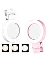 Luz De Rellenar Con Espejo Clip Para Selfie Luz De Anillo Rotatable 180° Portátil Expansible Dimmable Luz Blanca Cálida - details 4