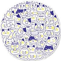 40pcs Pegatinas De Gato Azul Lindo Para Decorar Portátil Motocicleta Maleta PVC Impermeable Y Duradero Tamaño 6.5x4.5cm - details 0