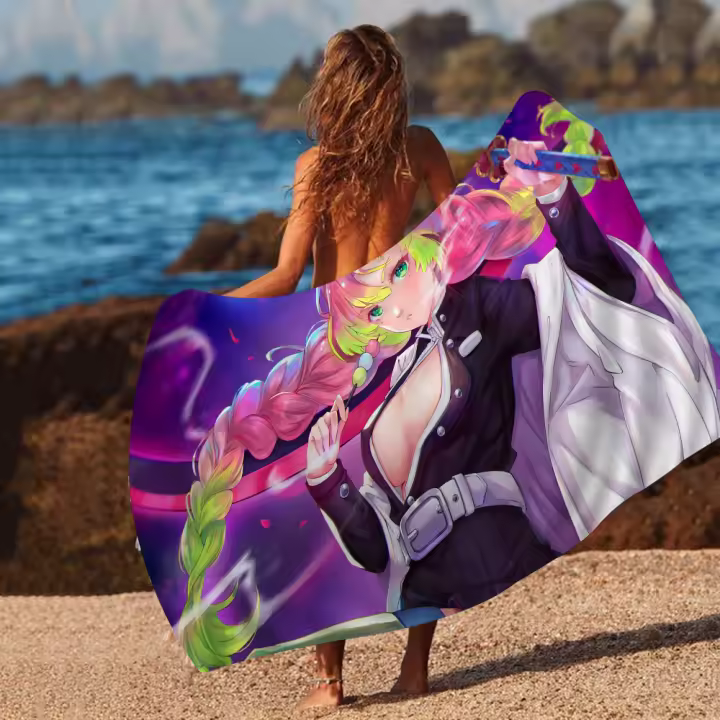 Toalla De Playa Kanroji Mitsuri De Microfibra Absorbente Secado Rápido Suave Para Yoga Natación Resort Montañismo Tamaño 76x182 Cm - 1