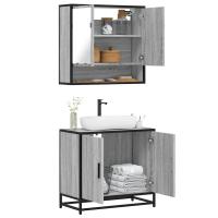 vidaXL Set de muebles de baño 2 pzas madera contrachapada en color Roble Sonoma/Gris sonoma/Marrón roble y más | almacenamiento funcional diseño moderno para baño dormitorio sala - details 1