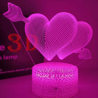 Lámpara Nocturna Romántica De LED En Forma De Corazón Decoración De Habitación Regalo De Cumpleaños Para Novia Y Amantes Luz De Escritorio 3D Incluye Batería AA - details 1