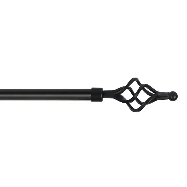 Barra de Cortina Extensible, Barra Universal Decorativa de Metal Color Blanco y Negro 19 mm Diámetro, Tamaños 70-140/120-210/160-300cm - 1