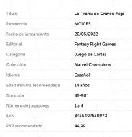 Marvel Champions Caja Expansión La Tirania de Craneo Rojo Fantasy Flight Games - details 0