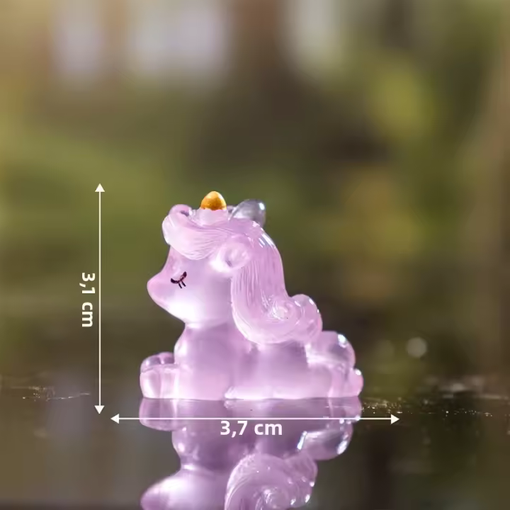 Estatua De Unicornio Miniatura Cartoon Luminosa Decoración Para El Hogar Accesorios De Casa Kawaii Regalos Figura De Resina - 1