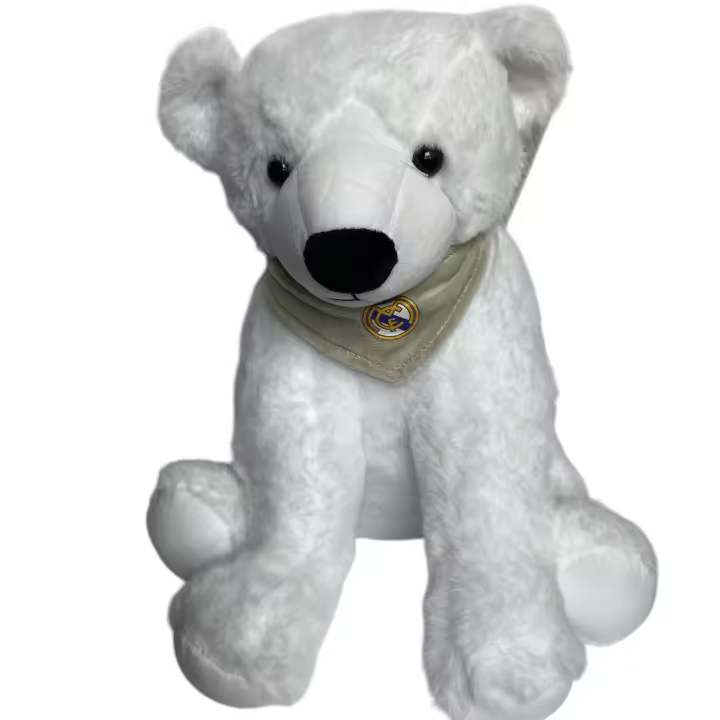 Novedad! Real Madrid C.F. Oso Polar Blanco con pañuelo escudo Real Madrid 30 cms ,Original, Producto oficial - 1