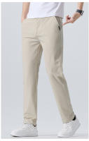 Pantalones Elásticos Suaves Para Hombre Verano Delgados Cintura Ajustable Moda Coreana Slim Casual Formal Trajes Marca Ropa - details 13