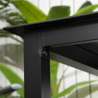 Mesa de Jardín cuadrada, apta para 4 personas, Mesa de Terraza con tapa de Cristal Templado, Aluminio Negro 80x80x74cm, para Jardín y Balcón - details 3