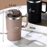Taza De Café Aislada De 550ml De Acero Inoxidable 304 Con Tapa Y Cuchara Strainer Portátil Para Oficina Y Viaje - details 8