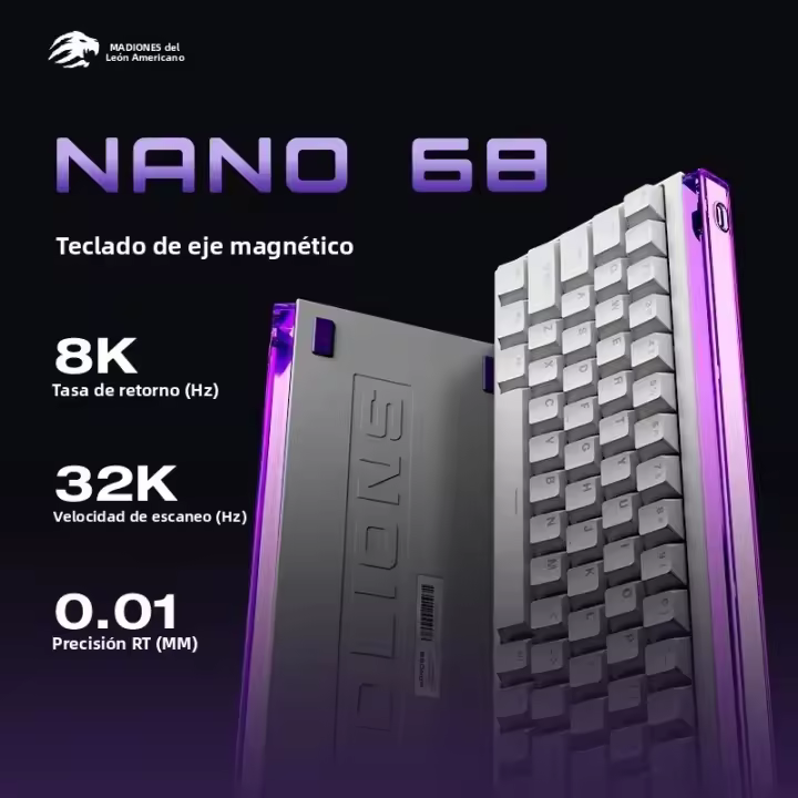 Teclado Mecánico Gaming MADLIONS NANO68 Con Interruptores Magnéticos Ajustables 0 Dead Zone RT0.01 Tipo De Conexión Cableado USB - 1