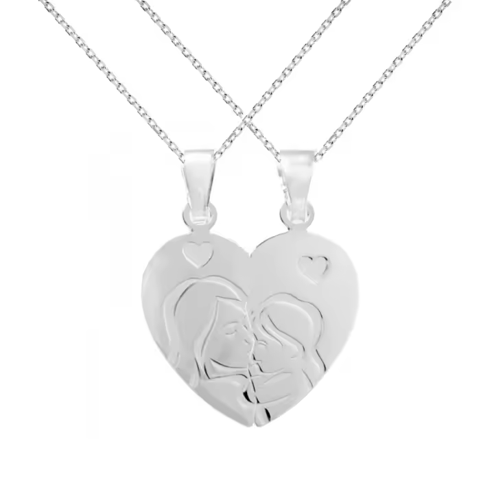 Collar Mother And Hija para partir en dos de Plata de Ley-Colgante para compartir con dos cadenas incluidas - - Joyas originales para Mamá - 1