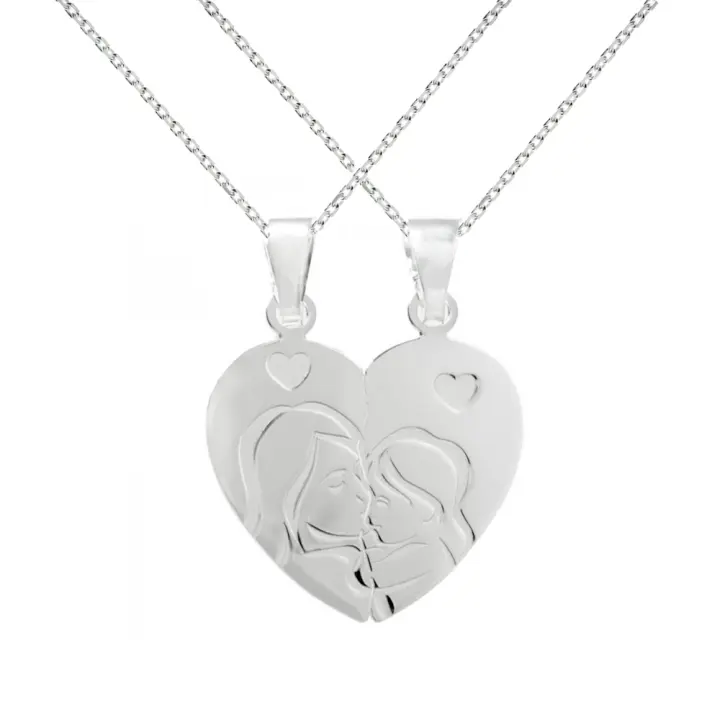 Collar Mother And Hija para partir en dos de Plata de Ley-Colgante para compartir con dos cadenas incluidas - - Joyas originales para Mamá - 1