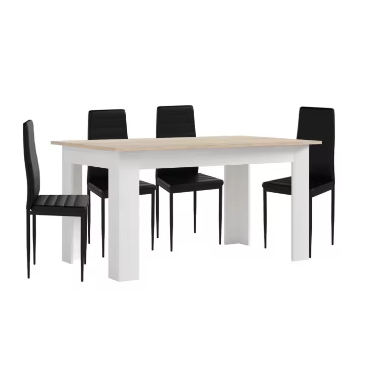 Pack Mesa de Comedor o Cocina + 4 Sillas en Polipiel/metal     Saldos y Stocks - 1