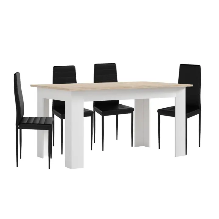 Pack Mesa de Comedor o Cocina + 4 Sillas en Polipiel/metal     Saldos y Stocks - 1
