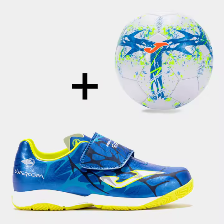 Zapatillas Futbol Sala Joma Super Copa JR 2504 Royal Indoor + Balón de Futbol 106107  Calzados DEPORTES FUTBOL-SALA Joma MARCAS - 1